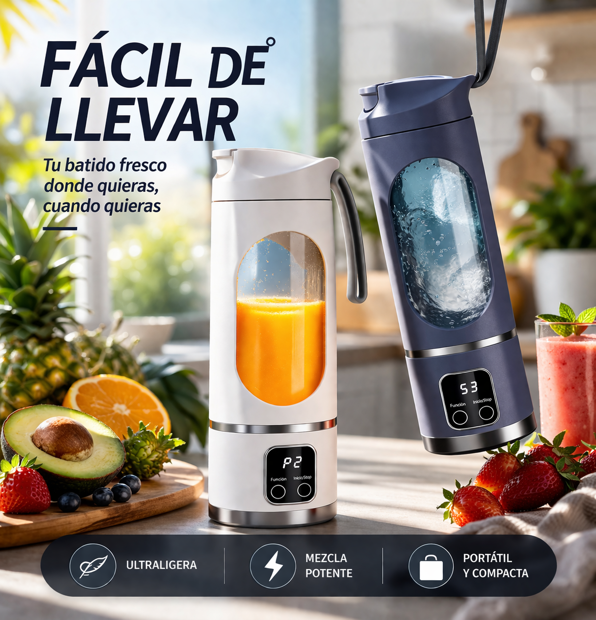 LICUADORA PORTÁTIL RECARGABLE – BATIDOS FRESCOS DONDE QUIERAS