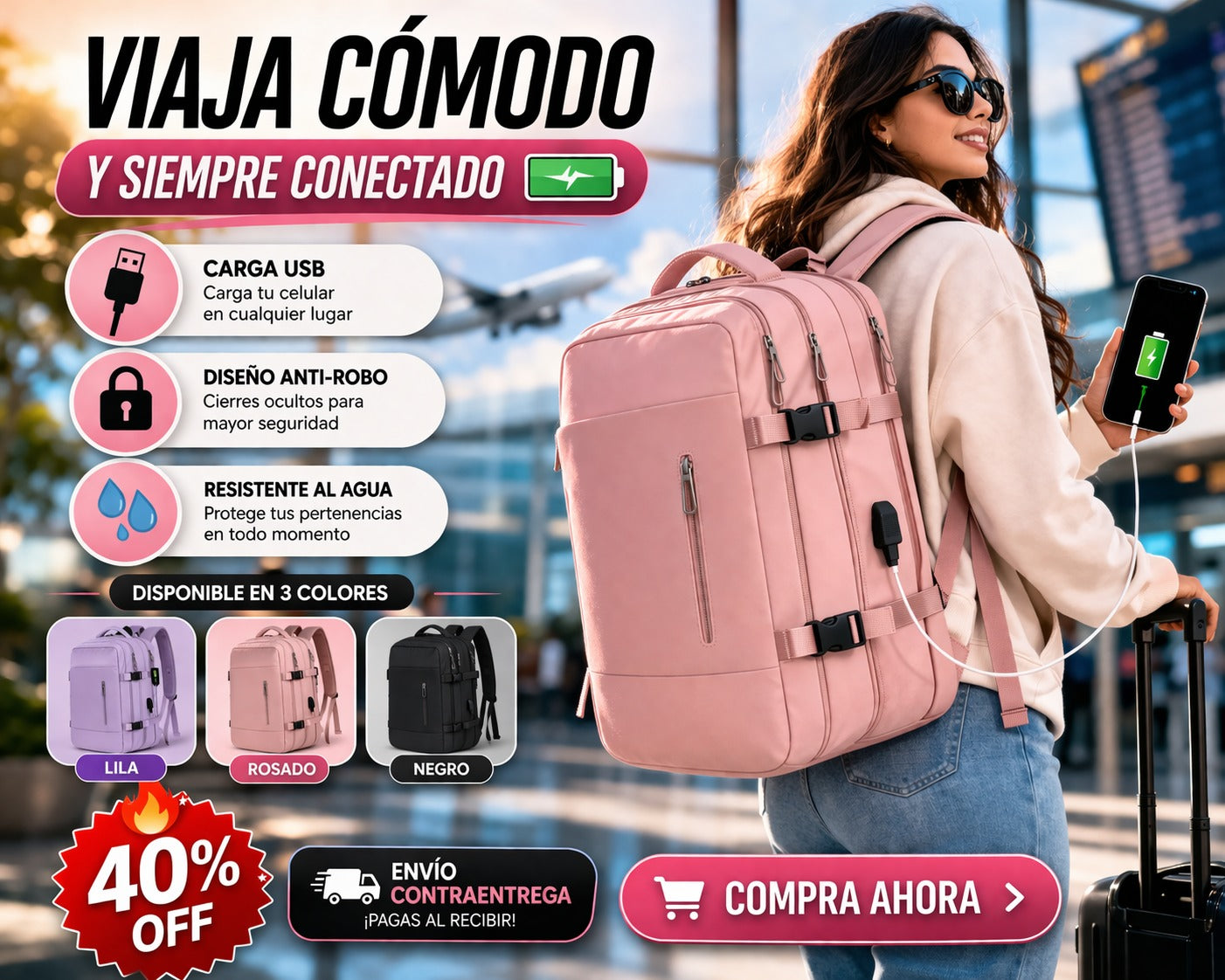 MOCHILA MULTIFUNCIONAL CON PUERTO USB