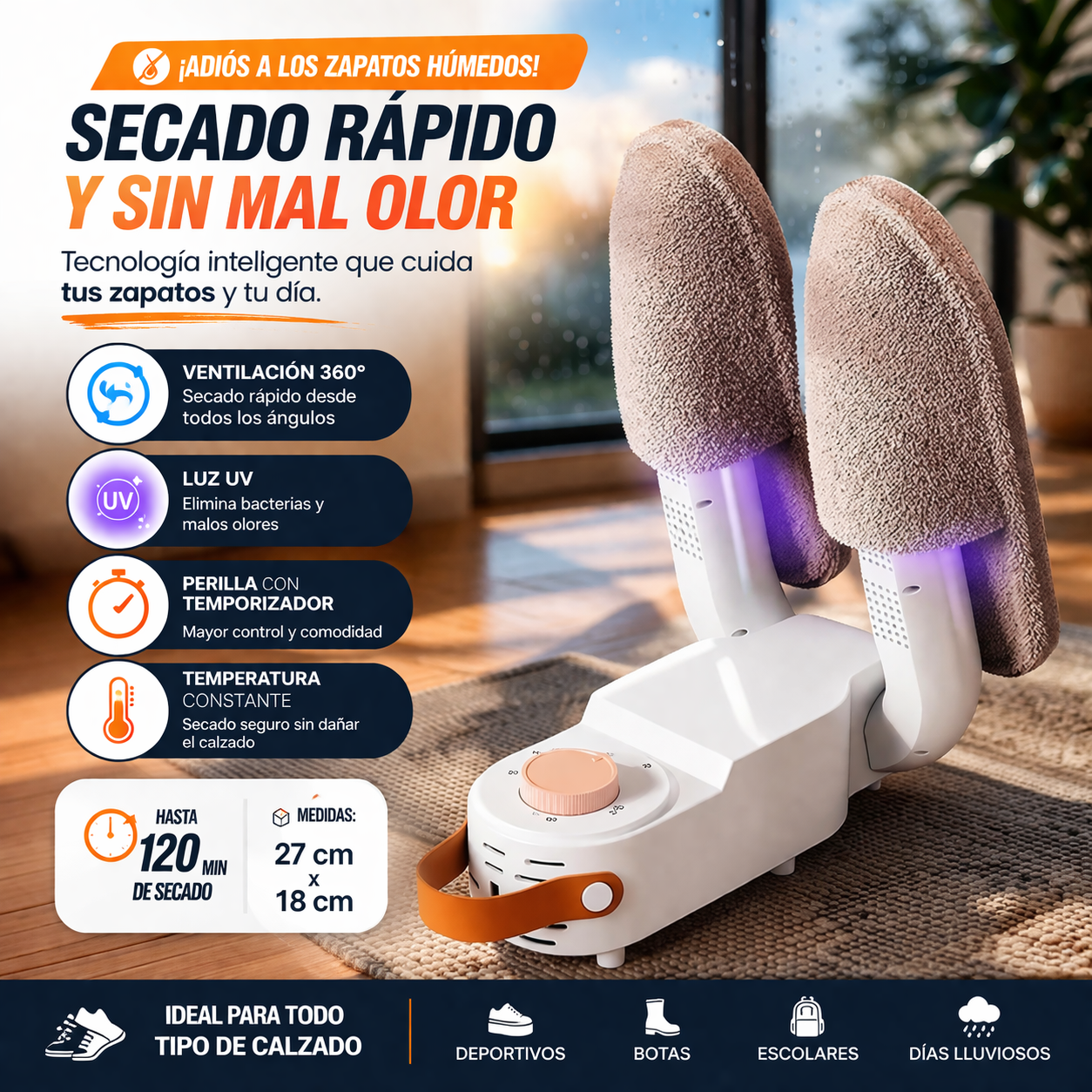 SECADOR ELÉCTRICO DE ZAPATOS ANTIHUMEDAD Y ANTIOLOR